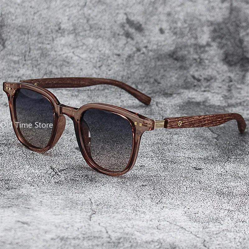 Lunettes De soleil classiques à jambes miroir en Grain De bois pour hommes, petite monture carrée, lunettes De haute qualité pour femmes, UV400 Oculos De Sol