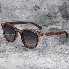 Lunettes De soleil classiques à jambes miroir en Grain De bois pour hommes, petite monture carrée, lunettes De haute qualité pour femmes, UV400 Oculos De Sol