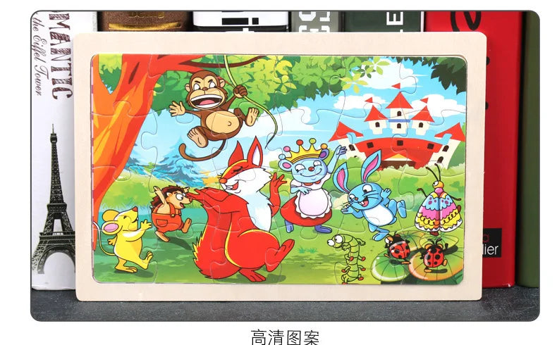 Nouveau 24 pièces Puzzles en bois enfants dessin animé Animal bois Puzzle jouets d'apprentissage éducatif précoce pour enfants cadeau