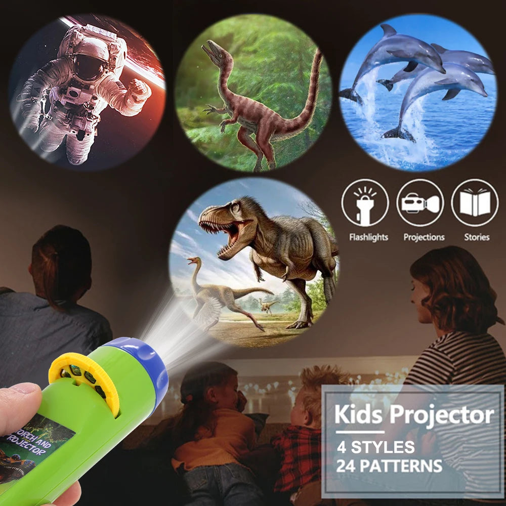 Children's Projection Flashlight, Light Projector, Cute Cartoon Dinosaur Educational Toy, Picture Light, Bedtime Learning, Fun Toys for Kids