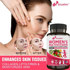 Supplément multivitaminé multiminéral pour femme - Magnésium Biotine Calcium Zinc Sélénium - Soutient les articulations de la peau des ongles
