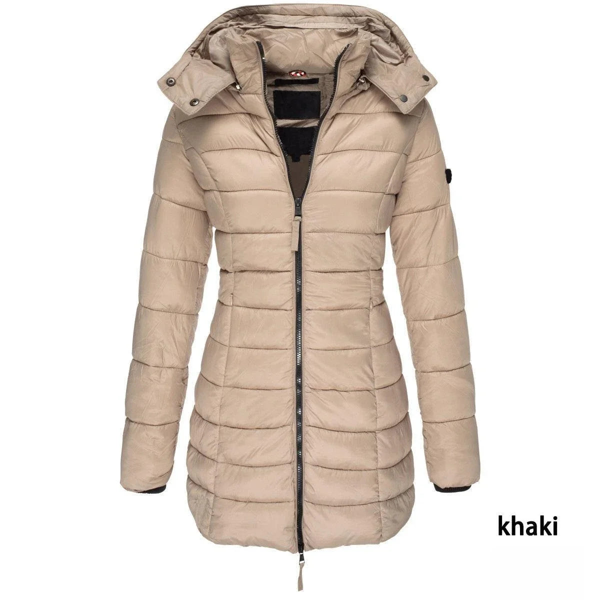Veste d'hiver en coton pour femme, couleur unie, coupe ajustée, chaude, solide, à capuche, vêtements pour femmes, nouvelle collection