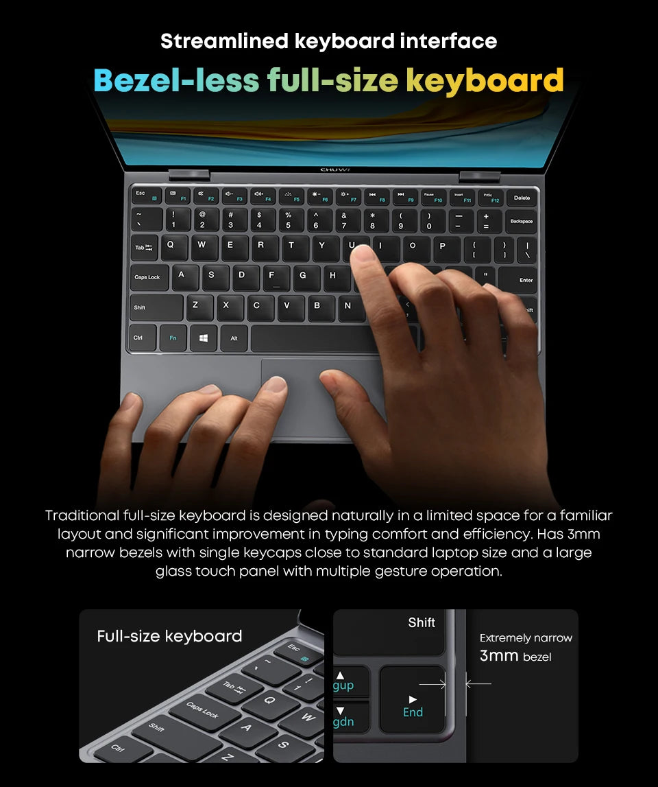 CHUWI MiniBook X N150 10.51-inch Laptop, 16GB/12GB RAM, 512GB SSD, 2-in-1 Yoga Mode, Intel Windows 11, 360° Foldable Design, WiFi 6