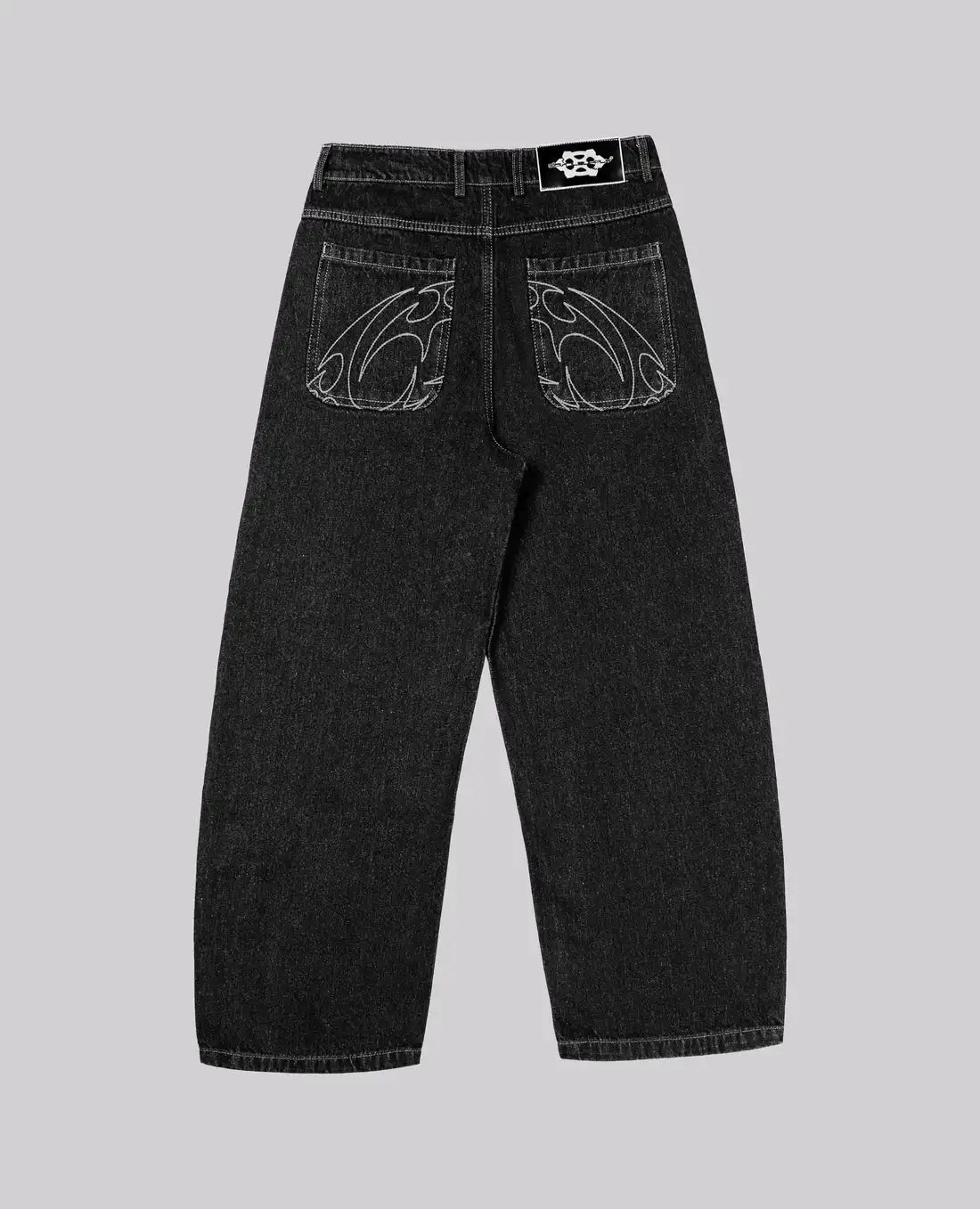 Retro 90s street-style embroidered jeans for men and women, R&amp;B, solid color, straight leg, women's, Y2K, Harajuku, Hip Hop, punk style