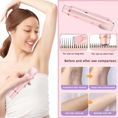 2-in-1 Electric Epilator, Painless Shaver, Bikini Trimmer, Facial Mustache Trimmer, Body Shaver for Women, Facial Epilator