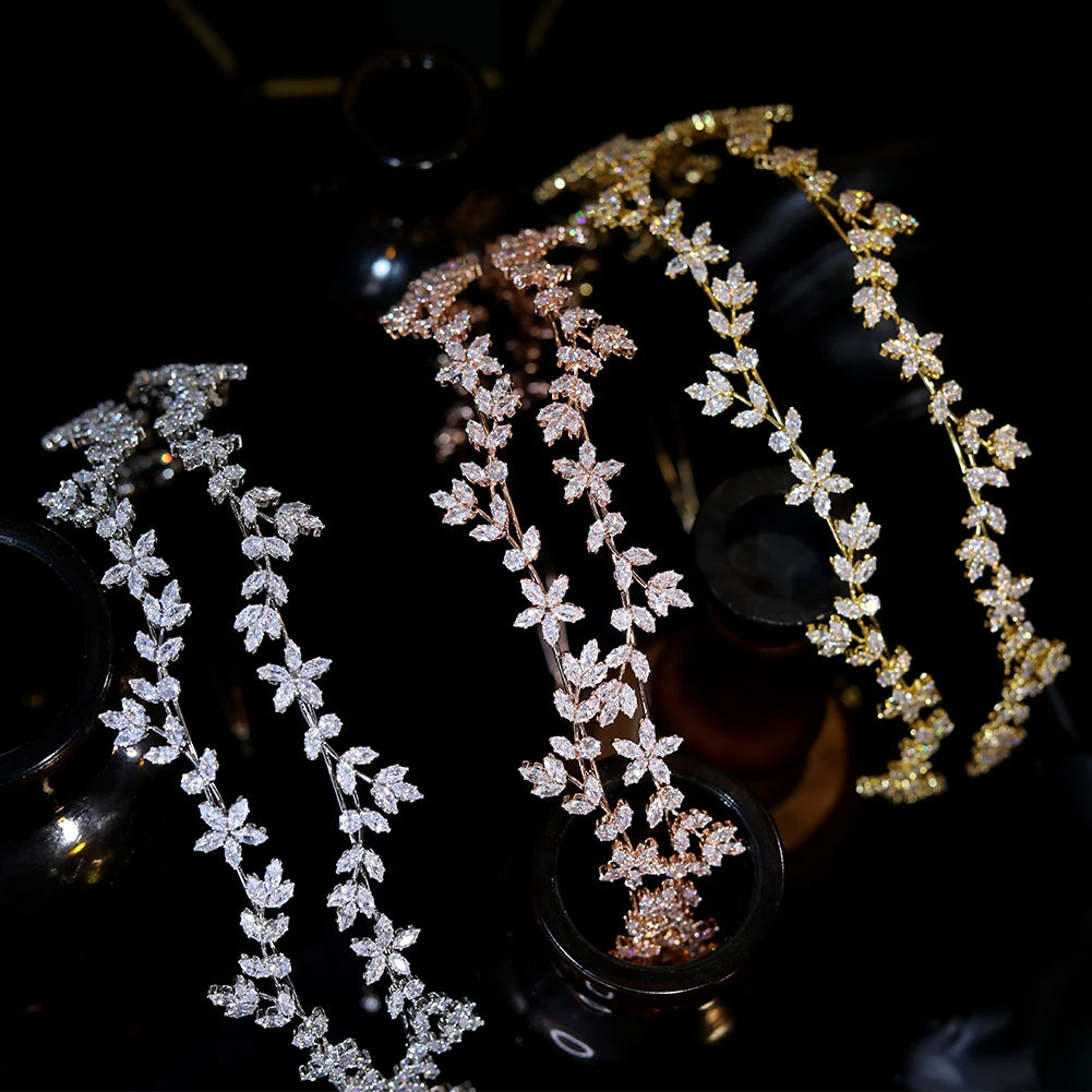 Diadème de mariage en cristal, bande de sauna du cuir chevelu, couronne CZ, accessoires pour cheveux, bijoux de demoiselle d'honneur, pièces de sauna pour femmes, 2024