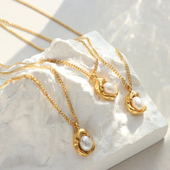 Collier pendentif en perles incrustées pour femmes, Design de luxe, chaîne cubaine en acier inoxydable, bijoux de mariage