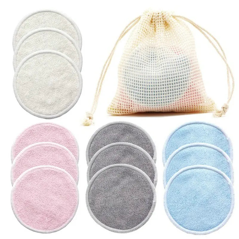 Tampons de coton réutilisables, tampons démaquillants ronds lavables en bambou, tampons d'allaitement en tissu, outil de soins de la peau, nettoyage de la peau, 12 pièces