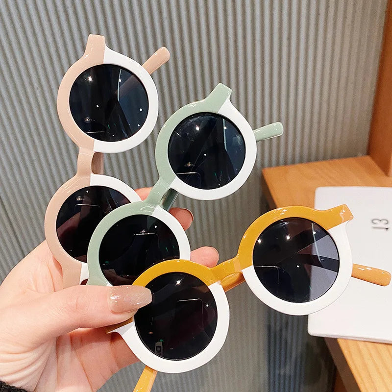 Lunettes de soleil rondes pour enfants, design de dessin animé mignon, léopard, Double couleur, Vintage, Protection UV, classique, pour filles et garçons