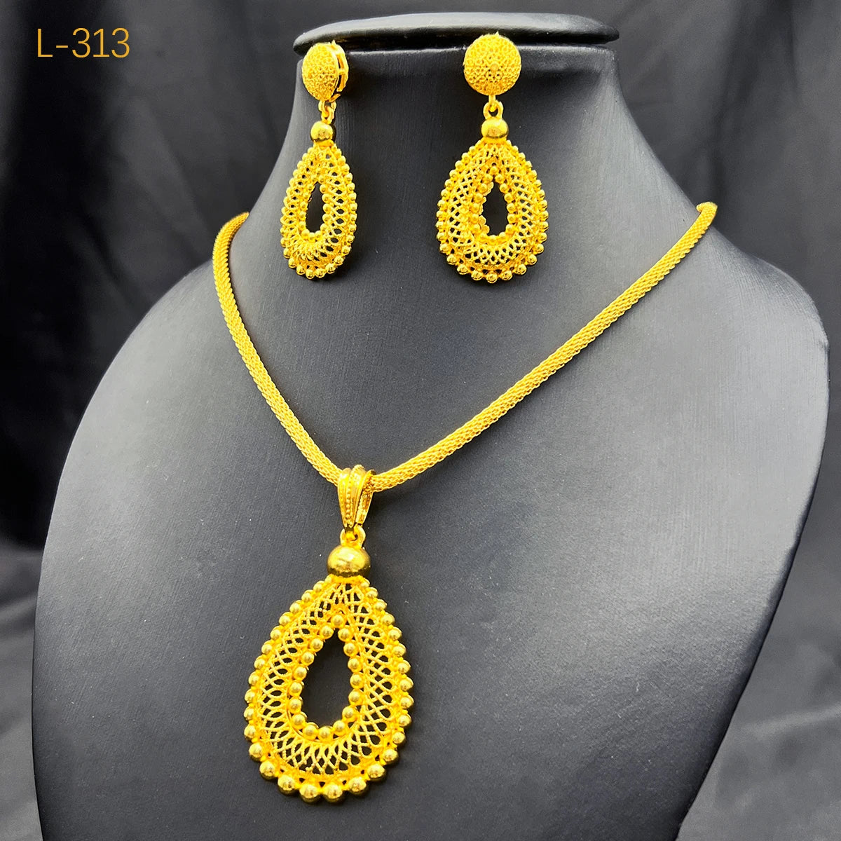 Ensembles de bijoux éthiopiens pour femmes, pendentif gouttelette, colliers de la présidence, boucles d'oreilles, ensemble de deux pièces, document en or 24 carats, cadeaux de fête de mariage érythréen