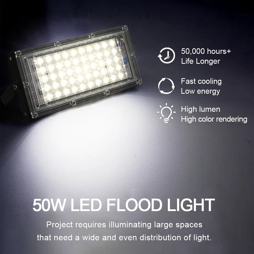 Éclairage LED étanche AC 220V IP65 projecteur extérieur projecteur 50W 100W 150W LED réflecteur lampadaire éclairage paysager