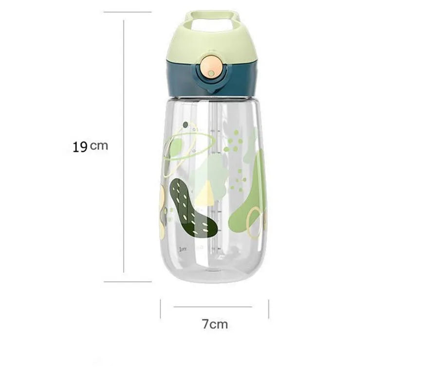 Bouilloire à boire en plastique pour enfants, tasse d'école Portable, bouteille d'eau pour enfants avec paille saine et sans BPA, 450ML