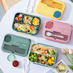 Boîte à déjeuner Portable à compartiment de 1300ML, boîte à Bento de bureau pour enfants étudiants avec fourchette et cuillère, récipient de stockage des aliments pour micro-ondes