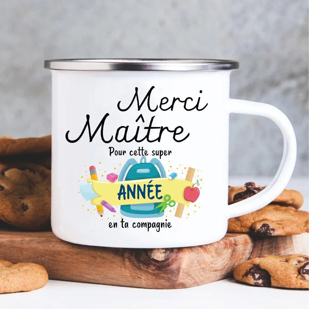 Tasse émaillée de remerciement, cadeau d'urgence pour les amateurs de café, cadeaux originaux pour les enseignants, cadeau de fin d'année scolaire, surprise pour l'enseignant