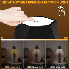 Wireless bottle-shaped table lamp, touch control, 3 colours, stepless dimming, night light suitable for bars.