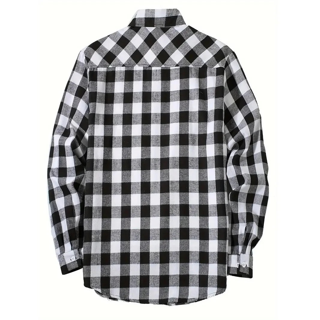 Chemises pour hommes simple boutonnage classique Plaid intelligent décontracté chemise en flanelle à manches longues poitrine deux poches conception printemps automne hommes hauts