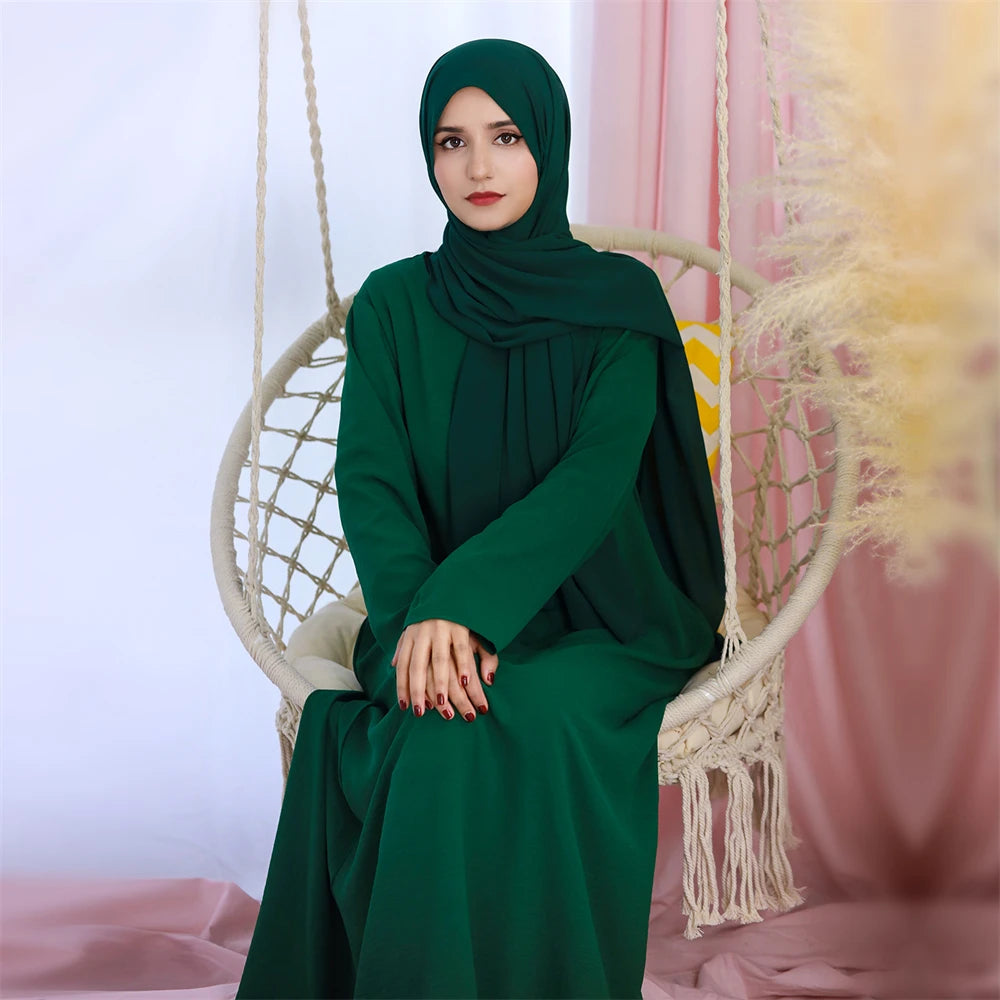 Noir blanc rose solide dubaï modeste sous Robe Abaya Islam caftan musulman avec poches robes pour femmes Robe Femme Musulmane