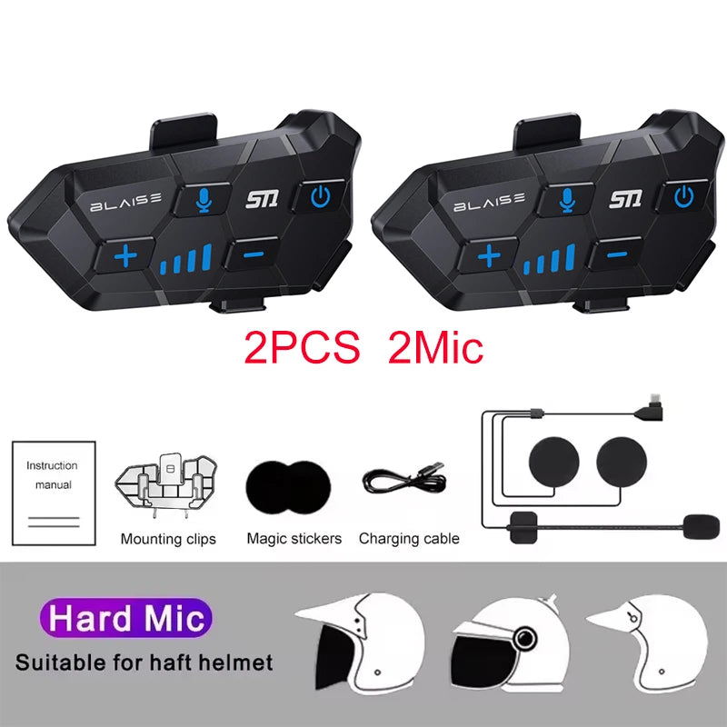 Casque de moto sans fil Bluetooth 5.3, étanche, anti-poussière, MP3, musique, haute endurance
