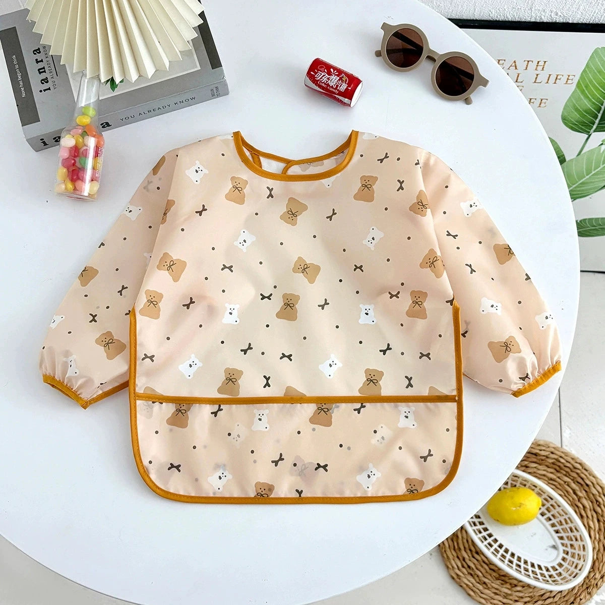 Bavoirs pour bébé, mignon, articles pour bébé, imperméable, manches longues, Smock artistique, tablier d'alimentation pour enfants
