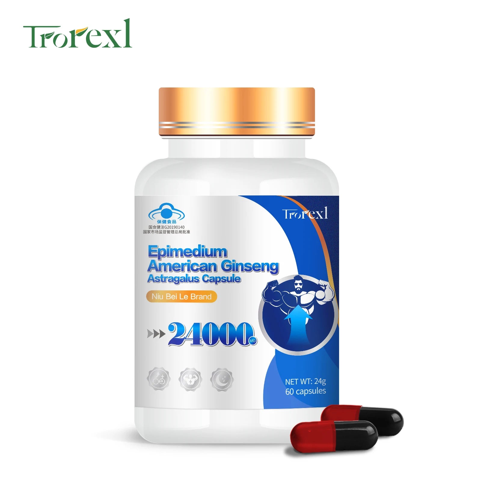 Supplément de ginseng américain biologique 100 % pur non OGM - 60 capsules soutient la santé reproductive, l'endurance d'énergie naturelle