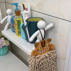 1pc petite personne support de rangement dessin animé Non poinçon support de rangement toilette salle de bain cosmétiques support de rangement assaisonnement pot tri support