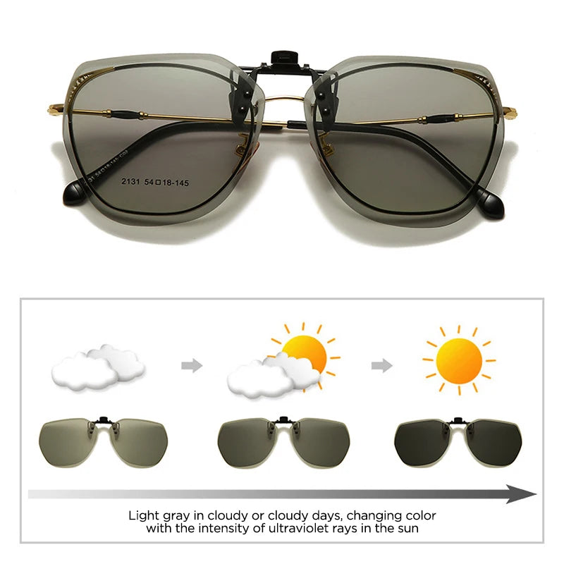 Lunettes de soleil polarisées à clipser pour hommes et femmes, lunettes de soleil rabattables, lunettes de conduite photochromiques, vision nocturne miroir, lunettes de pêche
