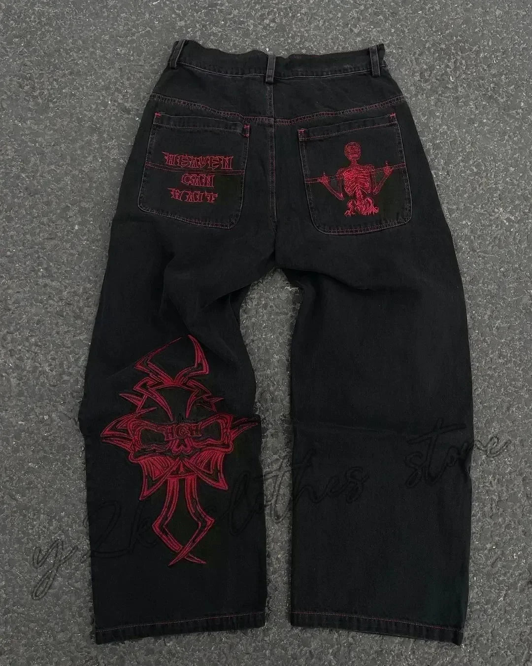 Jeans à jambes larges unisexes pour femmes, pantalons de vadrouille chauds, Street Y2K, Hip Hop, Joker Respzed, New Clearance Spot, American Fashion