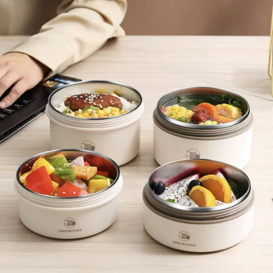 Boîte à déjeuner Portable, ensemble de conteneurs à déjeuner isolés, conteneur à déjeuner empilable Bento en acier inoxydable