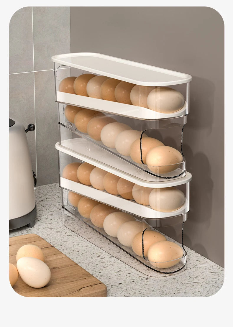 Boîte à œufs de Type coulissant, Double rouleau à œufs automatique, porte latérale du réfrigérateur, stockage des œufs, comptoir de cuisine, porte-œufs