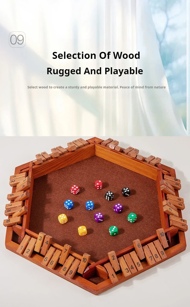 Six-sided flipping game, wooden number game, dice game in a box - parent-child board game, bar party game, leisure game