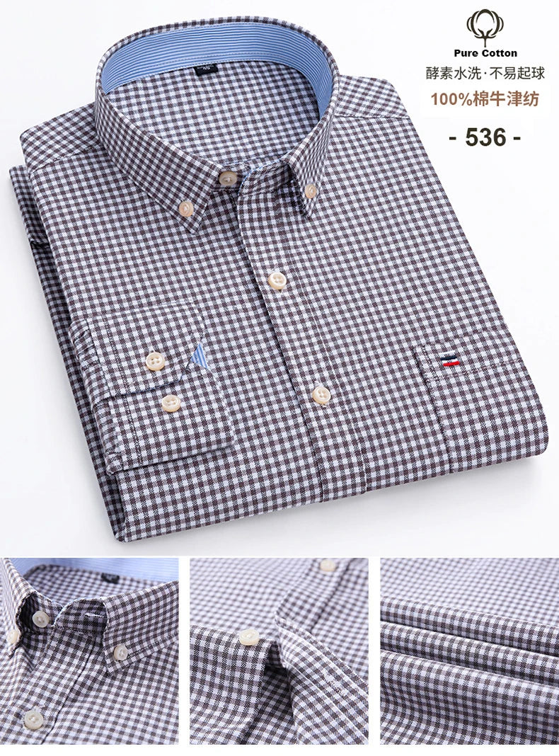 2024 mode hommes travail affaires marque Chemise hommes Plaid coton tenue décontractée chemises coupe ajustée à manches longues boutonné Chemise Homme