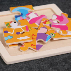 Puzzle 3D en bois pour enfants, bébé, dessin animé, animaux/trafic, jouet éducatif, jouet pour enfants, Puzzle en bois, petite taille 11x11CM