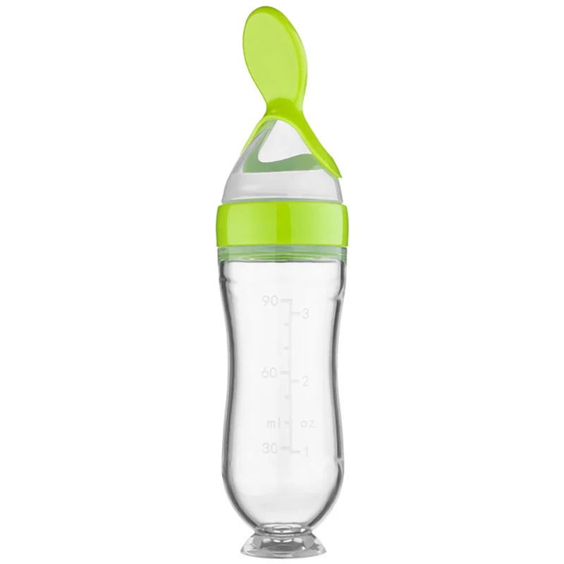 BiSantos à presser en silicone pour bébé, cuillère d'entraînement pour nouveau-né, mangeoire à céréales pour bébé, supplément alimentaire, ustensiles sûrs