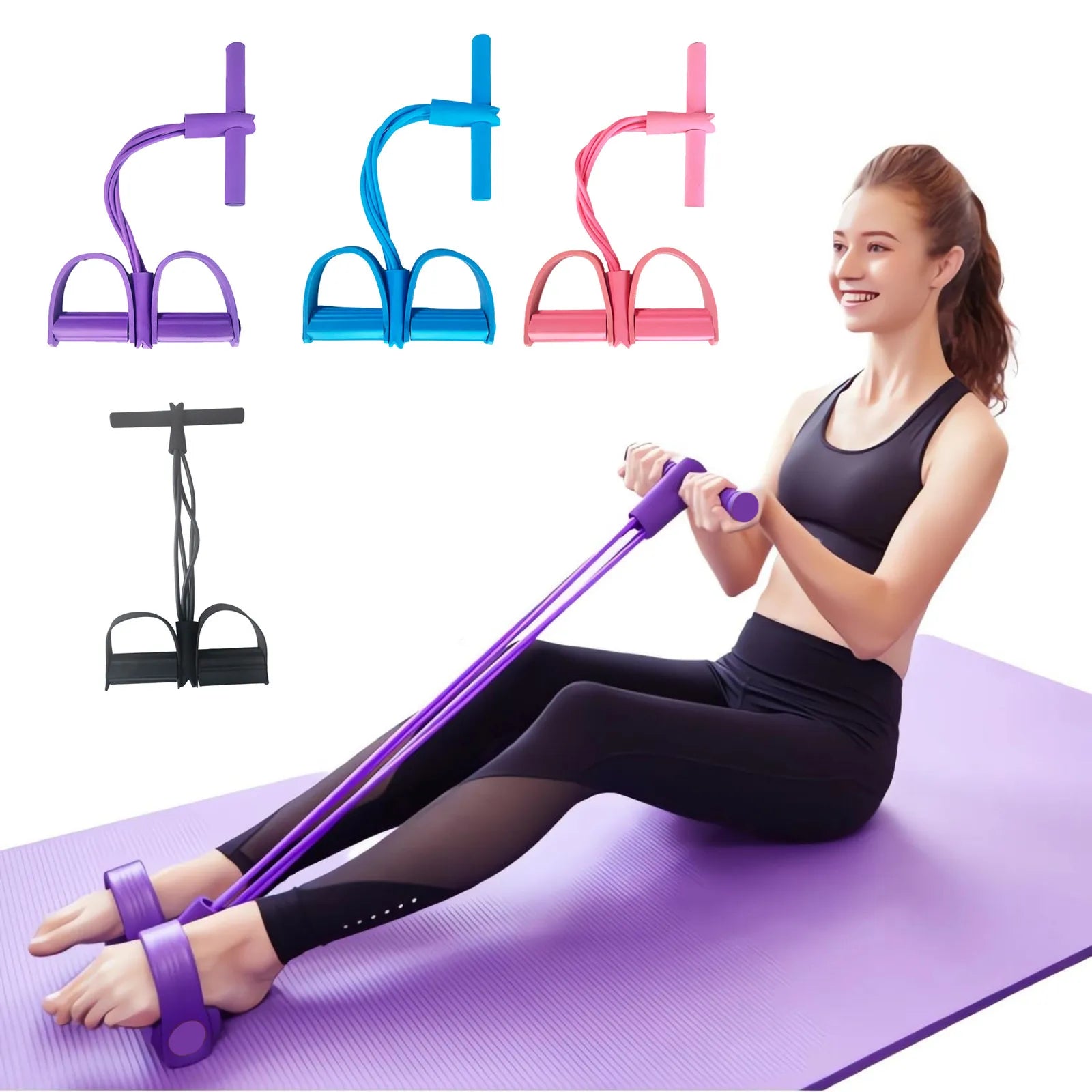 Tendeur de pédale à quatre tubes, équipement de Fitness domestique multifonctionnel, Yoga, renforcement Abdominal, bande élastique, corde de Tension