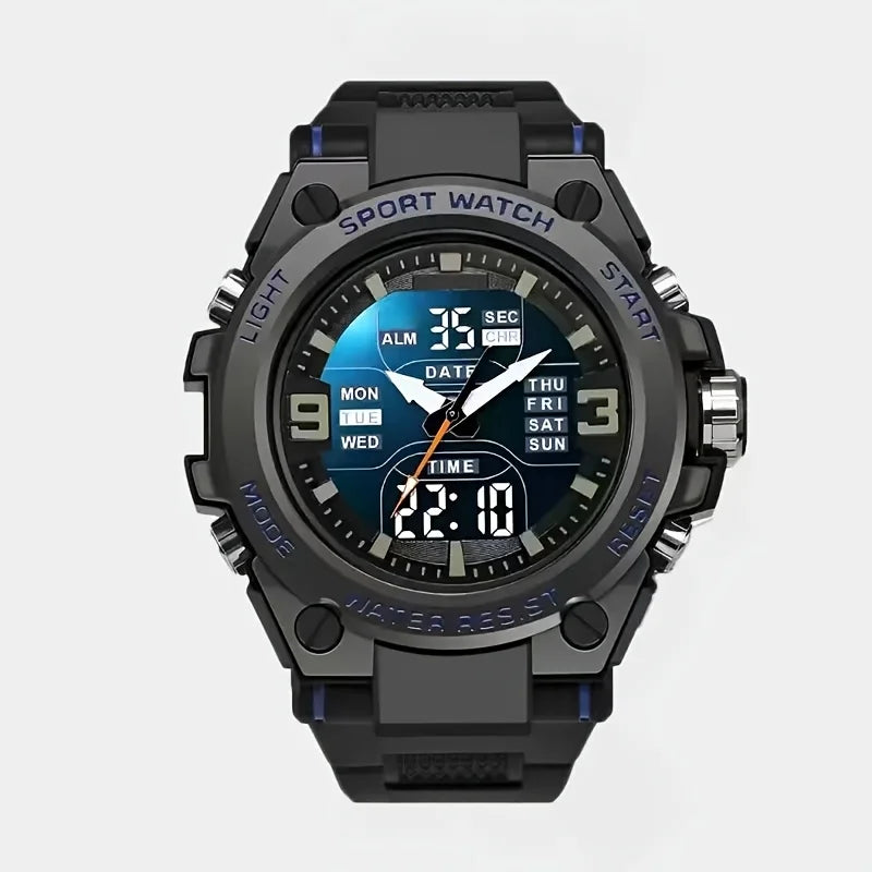 [Montre chronographe numérique pour hommes] montre chronographe multi-sport montre à quartz numérique pour hommes avec alarme Date lumineuse le Gi idéal