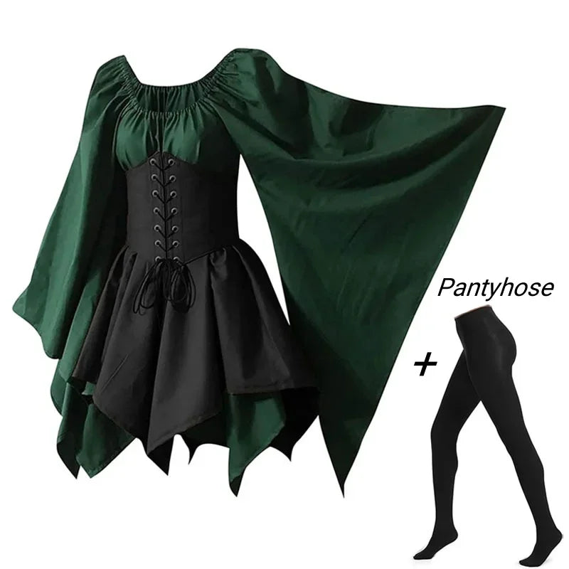 Costume médiéval pour femmes, robe médiévale de la Renaissance, fée elfe, Costume traditionnel Viking irlandais, oreille d'elfe pour fête d'halloween