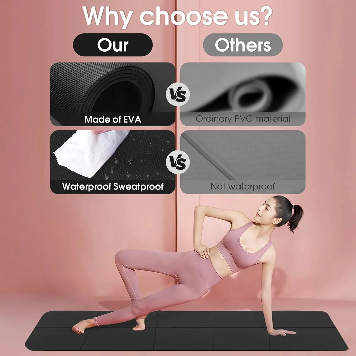 Tapis de yoga sport fitness EVA mousse confortable 4mm d'épaisseur tapis de yoga sport yoga et Pilates tapis de gymnastique