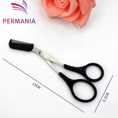 Eyebrow trimmer scissors with comb, for women and men, stainless steel safety scissors, facial shaver, makeup, beauty