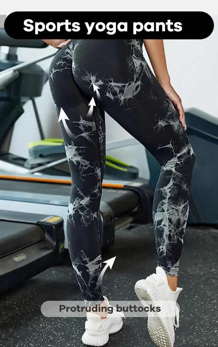Femmes sans couture cravate colorant Yoga Leggings taille haute Fitness Sexy mode Leggings exercice course levage fesses cyclisme Leggings