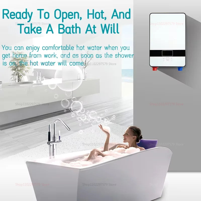 Chauffe-eau électrique instantané Portable petit chauffage rapide adapté pour salle de bain cuisine douche eau chaude rapide lorsqu'il est nécessaire
