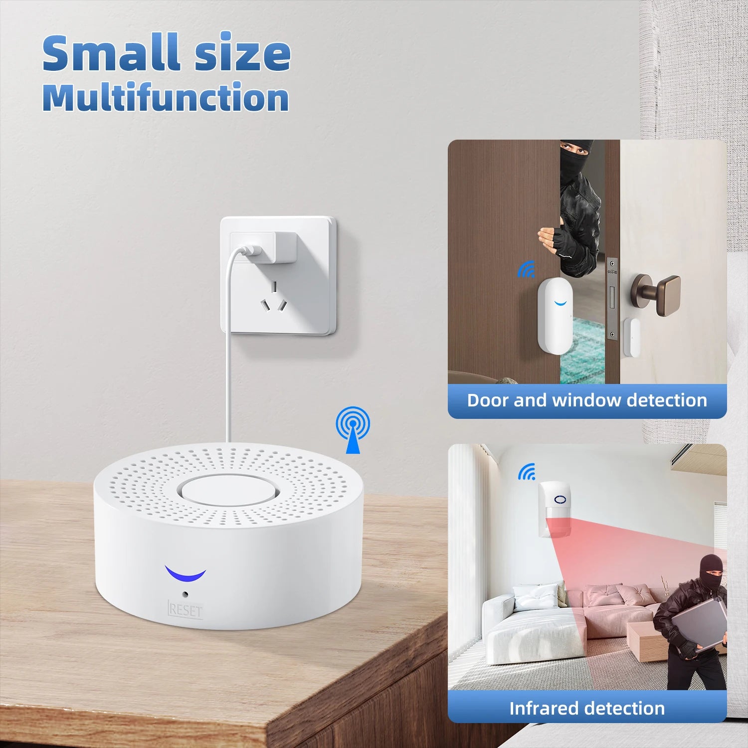 Système d'alarme de sécurité sans fil avec capteur de mouvement, sirène anti-cambriolage, Wi-Fi, maison intelligente, tournesol, application Smart Life