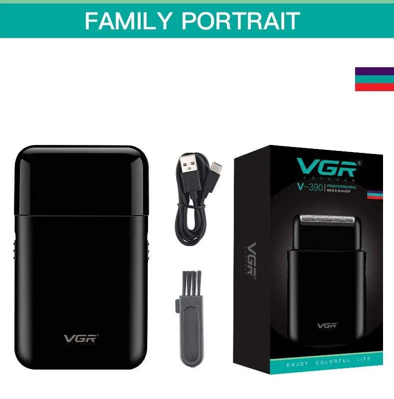 VGR Professional Electric Razor, Portable Mini Shaving Machine, USB Charging Beard Trimmer for Men, V 390