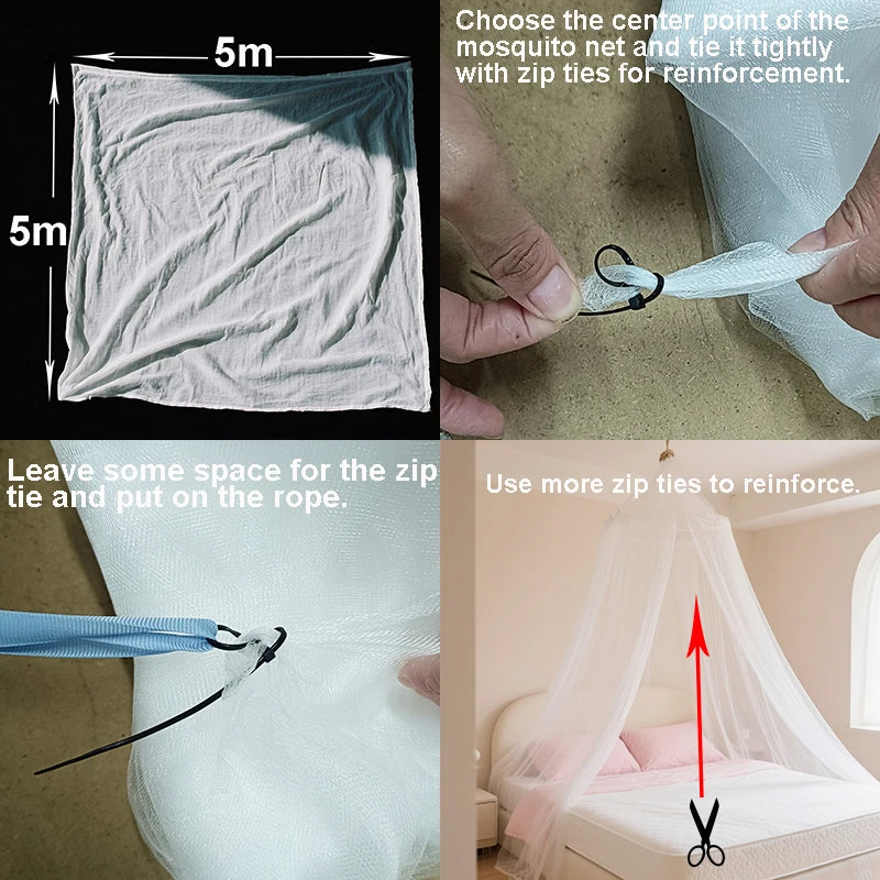 DIY mosquito net for outdoor hunting, garden, dormitory, tent, picnic, camping; adjustable size mosquito net, 2*3, 3*5/15, 5*5, 6*6m DIY net
