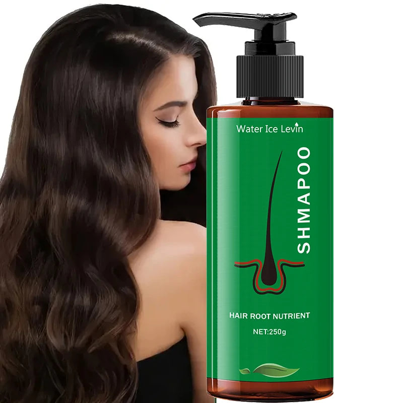 Shampoing nutritionnel racine 250g, adapté aux types de cheveux normaux de formule hydratante, soins capillaires quotidiens, conception de bouteille lisse, ingrédients naturels