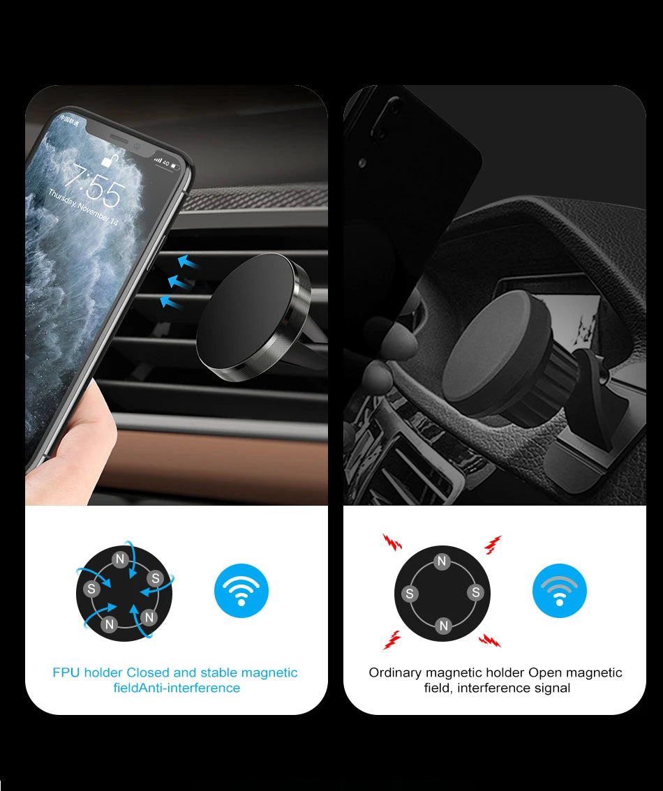 Support de téléphone magnétique universel pour voiture, pour tous les téléphones pour iPhone Xiaomi, Support magnétique pour grille d'aération, Support de téléphone portable GPS