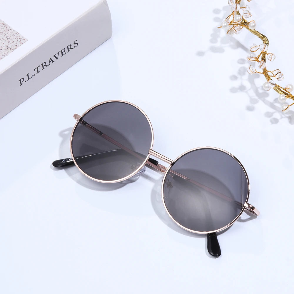 Lunettes de soleil à monture ronde rétro pour enfants, lunettes de protection UV400, verres noirs, roses, rouges, garçons, filles, enfants, mode, été, nouveau, 14mm