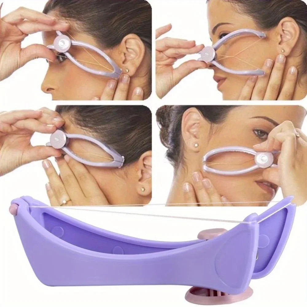Portable purple facial hair remover with facial thread for beauty purposes