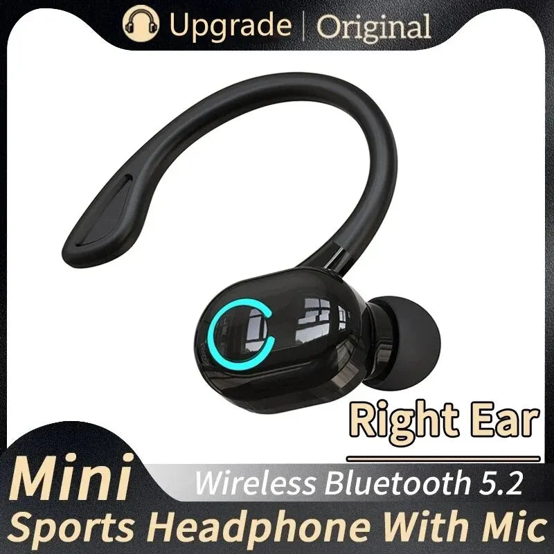 Écouteurs sans fil Bluetooth 5.2 avec micro, crochet d'oreille, écouteurs à suppression de bruit, casque de sport et de jeu, mini basse HIFI, téléphone de sauna professionnel