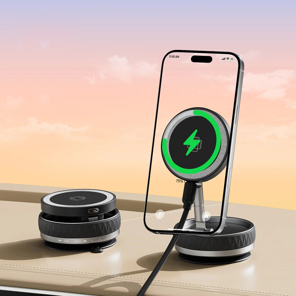 Support de téléphone magnétique pour voiture Magsafe pour support de voiture chargeur sans fil support de ventouses mobiles pour téléphone, 360 °   Téléphone de voiture rotatif