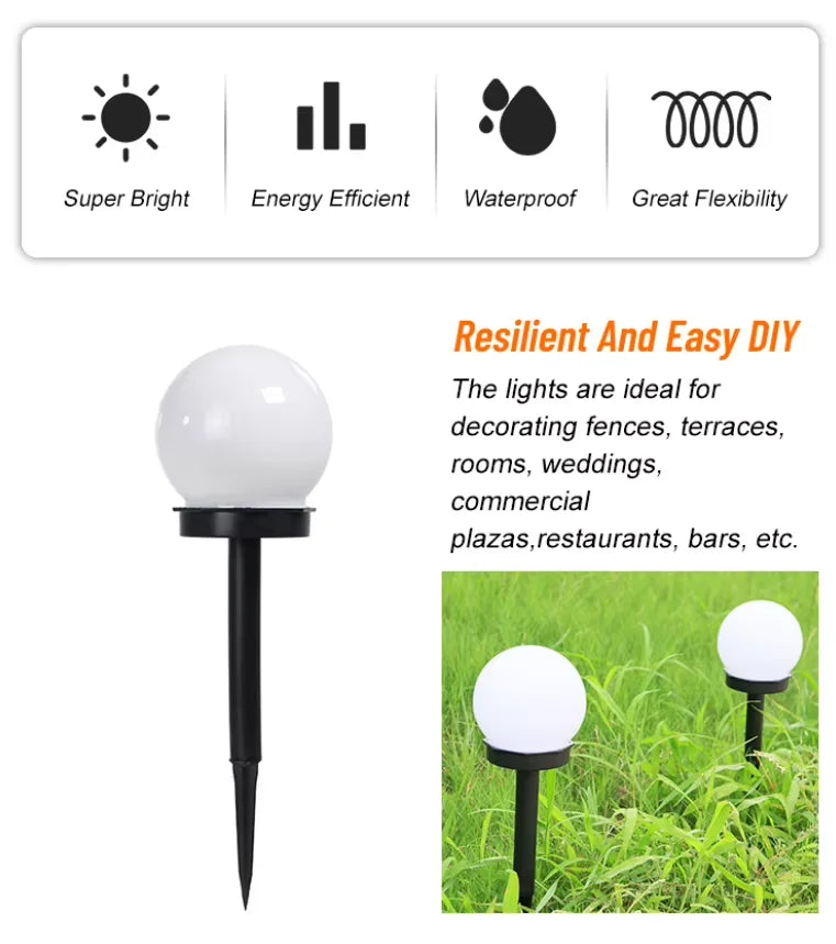 Style moderne jardin solaire pelouse lumières Camping en plein air paysage urbain décoratif LED étanche ampoule circulaire lampe économie d'énergie